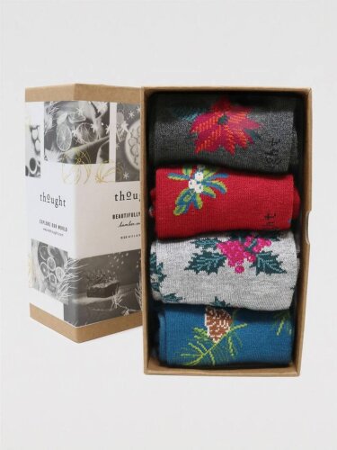Sockenbox Modell: Abisska Winter Flowers, 4er-Pack