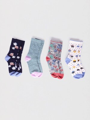 Sockenbox Modell: Fiona Afternoon-Tea GOTS, 4er-Pack