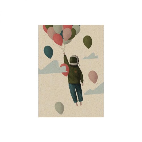 Postkarte Graspapier Balloons
