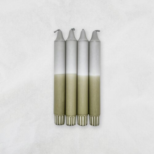 Stabkerzen Cool Gray & Martini Olive, 19cm, 4er-Pack