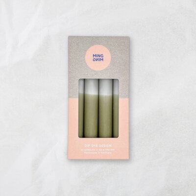 Stabkerzen Cool Gray &amp; Martini Olive, 19cm, 4er-Pack