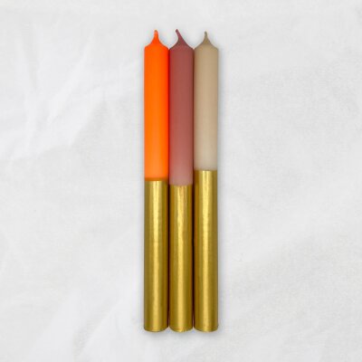 Stabkerzen Goldy Warm Mix, 25cm, 3er Set